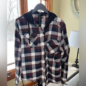 Plaid Hooded Flannel Shirt